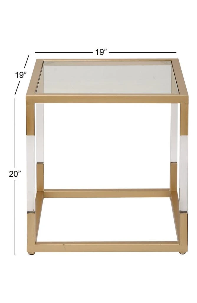 商品GINGER BIRCH STUDIO|Goldtone Metal Accent Table with Clear Glass Top & Acrylic Legs,价格¥1224,第3张图片详细描述