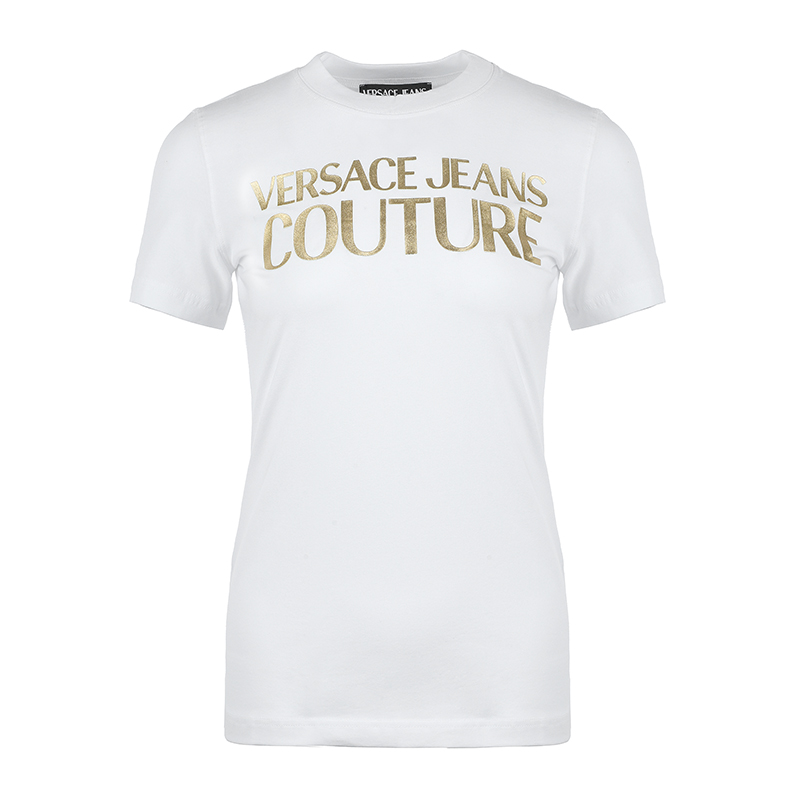 VERSACE JEANS 女白色短袖T恤 72HAHT01-CJ03T-G03商品第1张图片规格展示