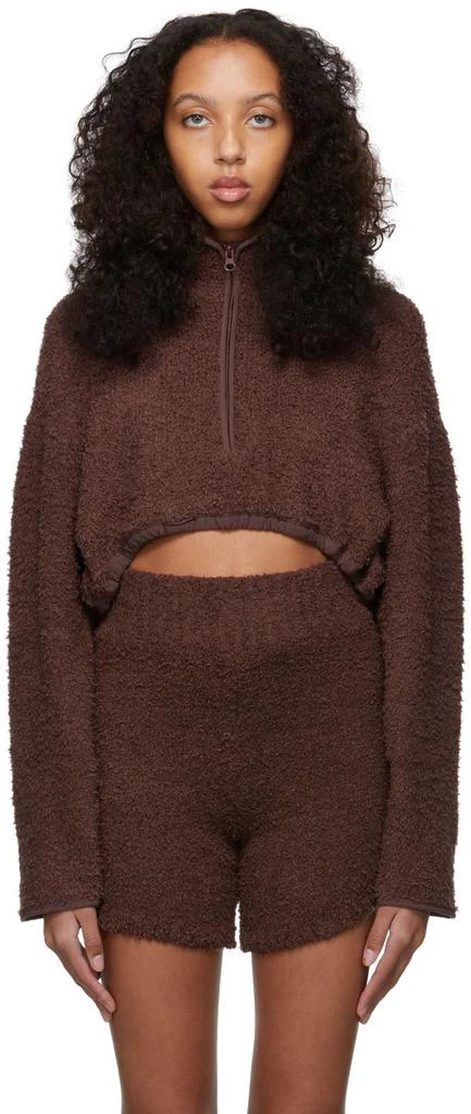 商品SKIMS|Brown Cozy Knit Cropped Sweatshirt,价格¥505,第1张图片