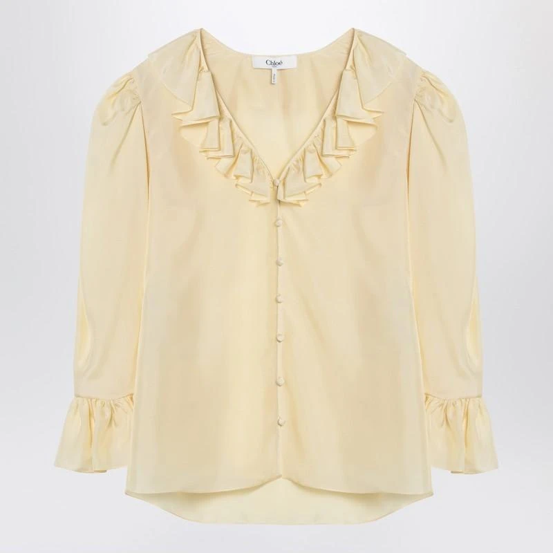 商品Chloé|Women's yellow Blouse With Ruffles In Silk,价格¥11165,第1张图片