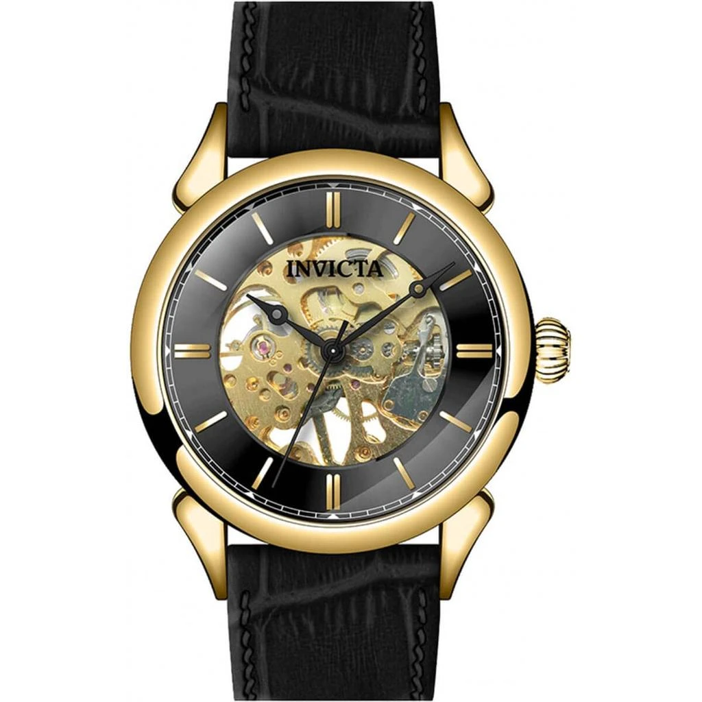 商品Invicta|Invicta Men's Mechanical Watch - Vintage Black and Skeleton Dial Leather Strap | 38173,价格¥461,第1张图片