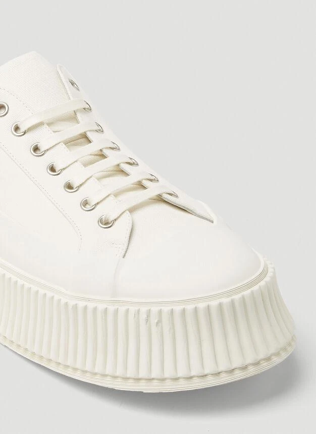 Recycled Canvas Platform Sneakers in White 商品