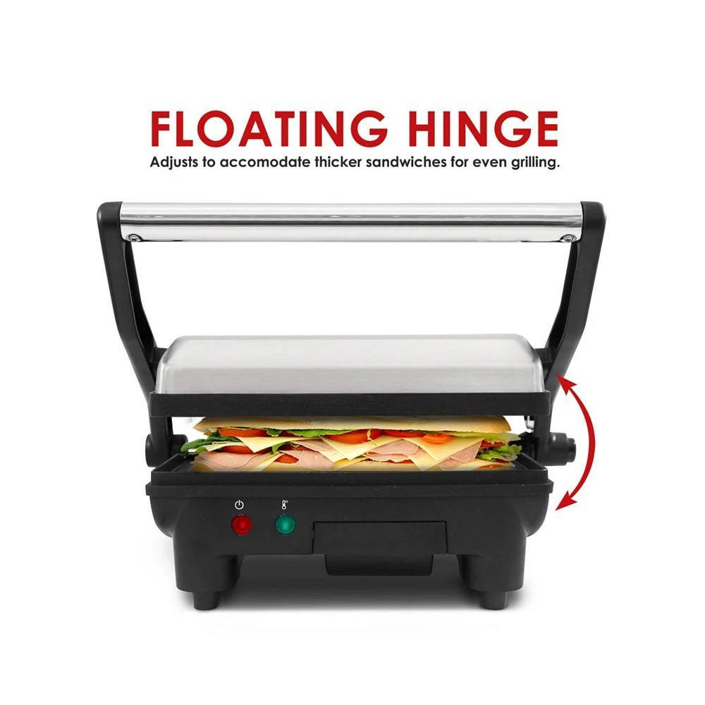 商品Elite Gourmet|Elite Cuisine 10.5 x 9 inch Electric Nonstick Panini Sandwich Press, Opens Flat 180-Degrees, Floating Hinge,价格¥432,第3张图片详细描述