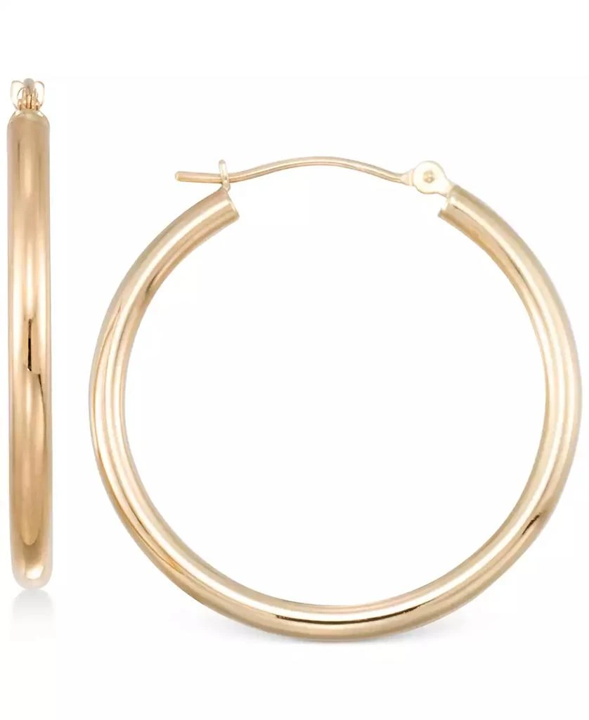 商品Macy's|Polished Tube Hoop Earrings in 10k Gold, White Gold or Rose Gold,价格¥841,第1张图片