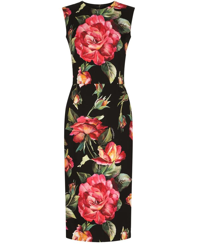 商品Dolce & Gabbana|玫瑰印花软缎中长连衣裙,价格¥10271,第1张图片