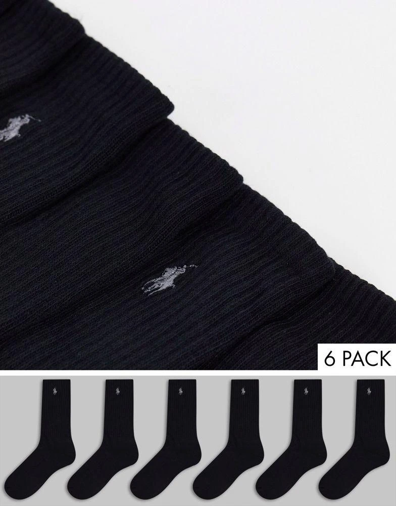 商品Ralph Lauren|Polo Ralph Lauren 6 pack sport socks in black with pony logo,价格¥438,第1张图片