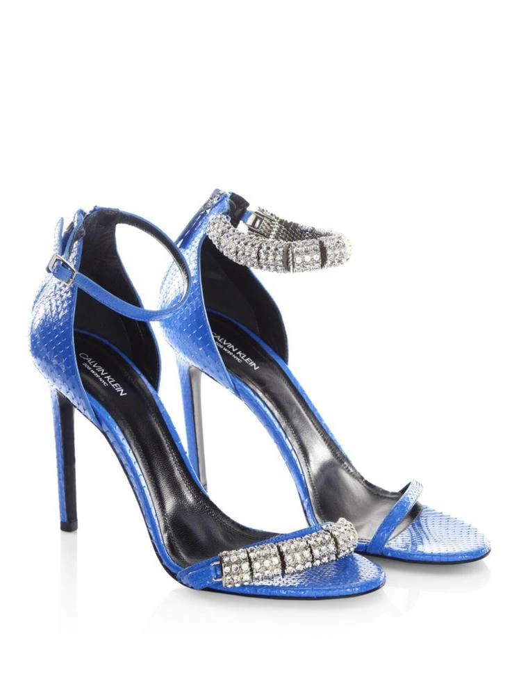 商品Calvin Klein|Camelle Jeweled Python Ankle-Strap Sandals,价格¥11961,第1张图片