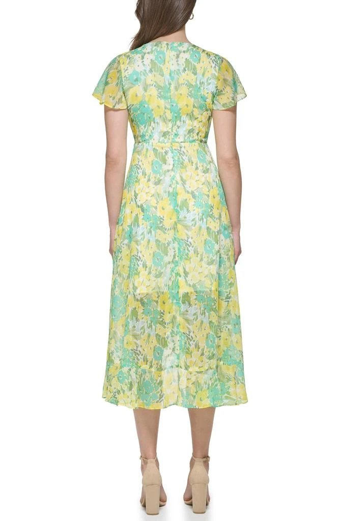 商品Kensie|Floral Chiffon Faux Wrap Midi Dress,价格¥186,第2张图片详细描述