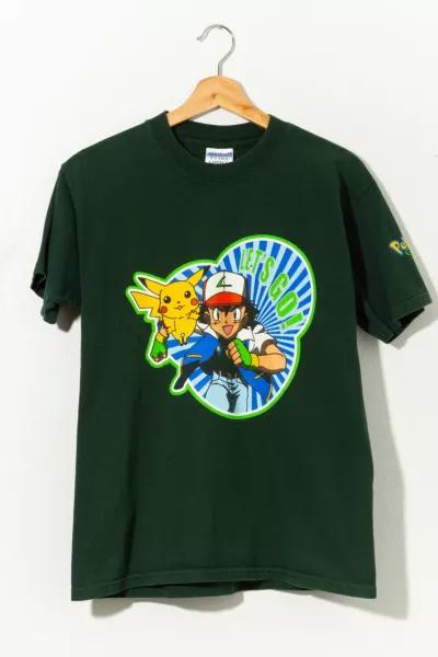 Vintage Y2K Pokemon Let's Go Graphic T-Shirt Green商品第1张图片规格展示