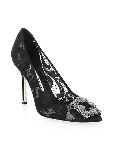 商品Manolo Blahnik|Hangisila 105 Embellished Lace Pumps,价格¥7968,第2张图片详细描述