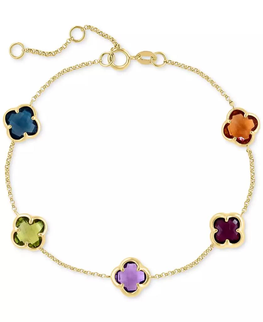 商品Effy|EFFY® Multi-Gemstone Clover Link Bracelet (6-3/4 ct. t.w.) in 14k Gold,价格¥14009,第1张图片