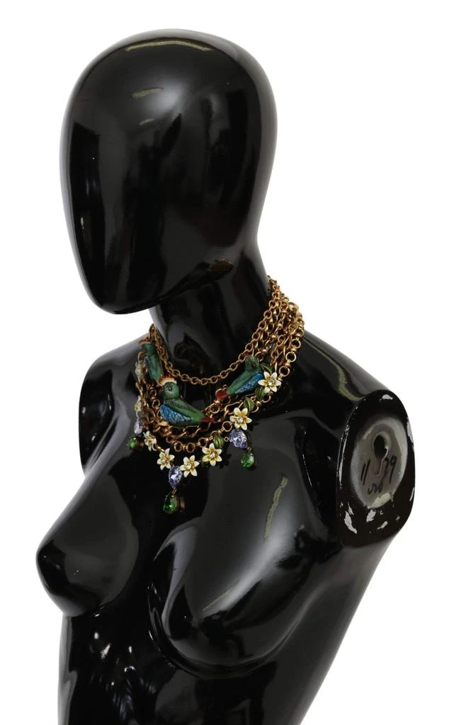 商品Dolce & Gabbana|Dolce & Gabbana Gold Parrot Crystal Floral Charm Statement Necklace,价格¥5913,第5张图片详细描述