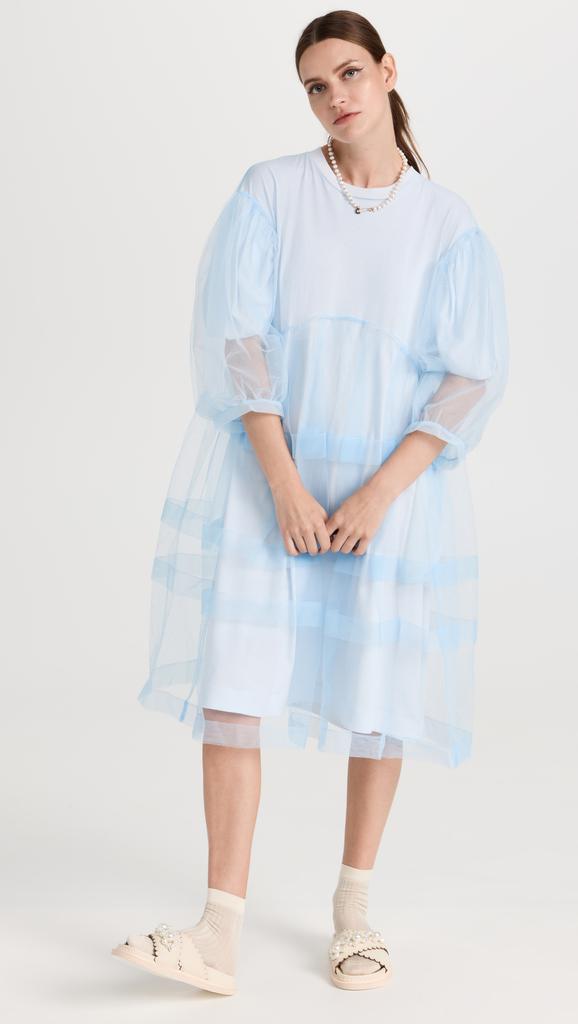 Simone Rocha 层褶网面罩层标志性衣袖连衣裙商品第2张图片规格展示