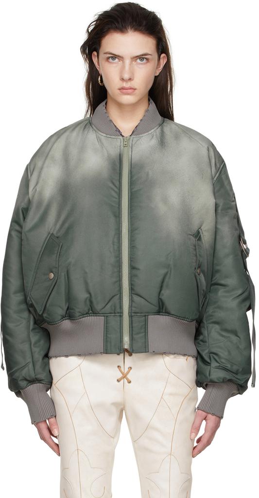 Green Polyester Bomber Jacket商品第1张图片规格展示