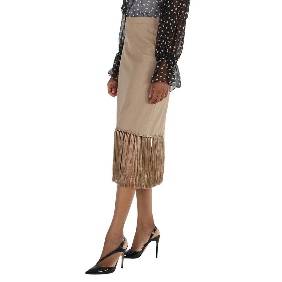 商品Burberry|Ladies Pecan Melange High-waist Fring-hem Wool And Cashmere Skirt,价格¥3009,第2张图片详细描述
