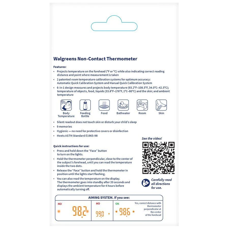 商品Walgreens|Temperature Projecting Non-Contact Thermometer,价格¥300,第2张图片详细描述