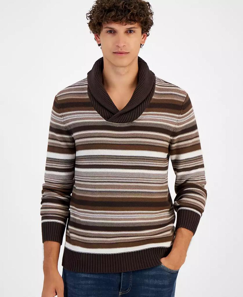 サンアンドプラスストーン ニット&セーター アウター メンズ Men's Blanket Stripe Shawl Sweater, Created for Macy's Rich Chocolate サンアンドプラスストーン メンズ ニット\u0026セーター アウター Men\u0027s