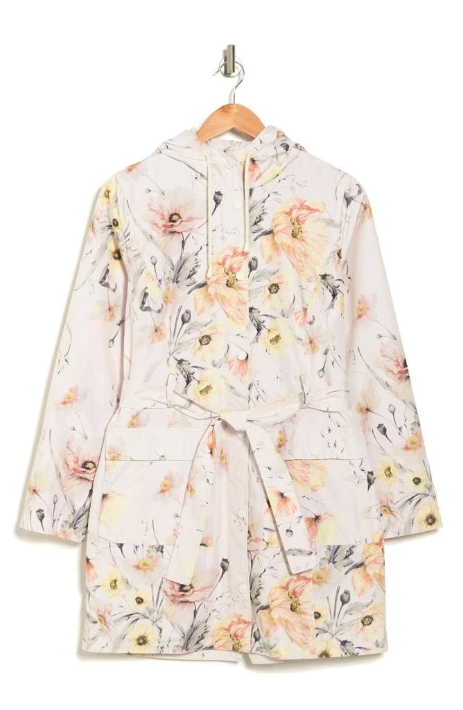商品Kensie|Floral Belted Water-Resistant Hooded Coat,价格¥398,第4张图片详细描述