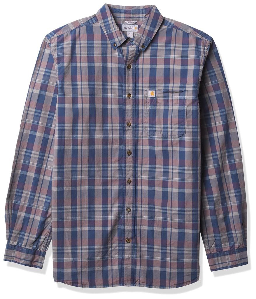 Men's Petite Relaxed Fit Cotton Long-Sleeve Plaid Shirt商品第1张图片规格展示