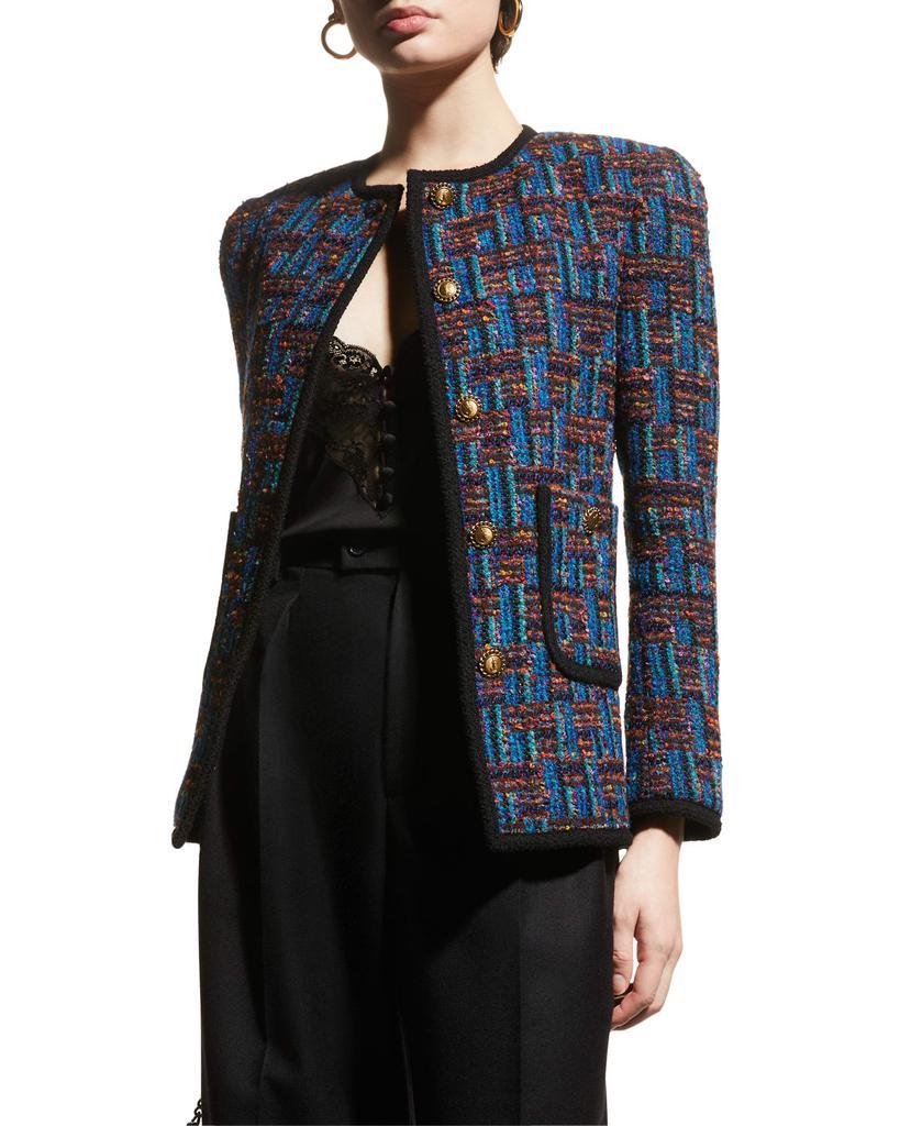 商品Yves Saint Laurent|Contrast-Trim Collarless Tweed Jacket,价格¥34313,第1张图片