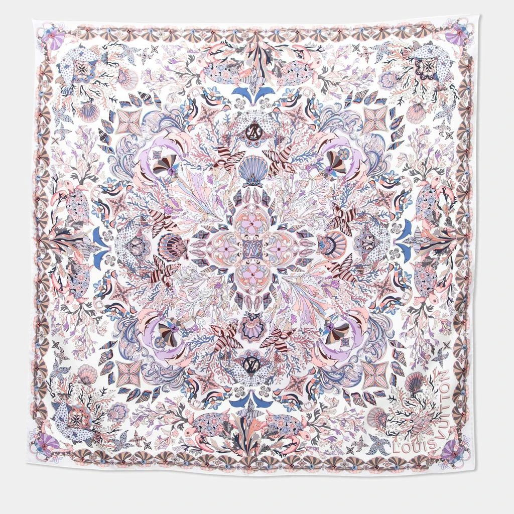 商品[二手商品] Louis Vuitton|Louis Vuitton White Sea Of Love Printed Silk Square Scarf ,价格¥3340,第1张图片