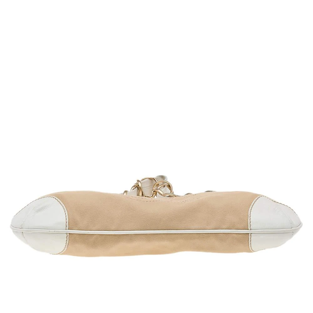 Chanel White/Khaki Canvas and Leather CC Olsen Shoulder Bag 商品