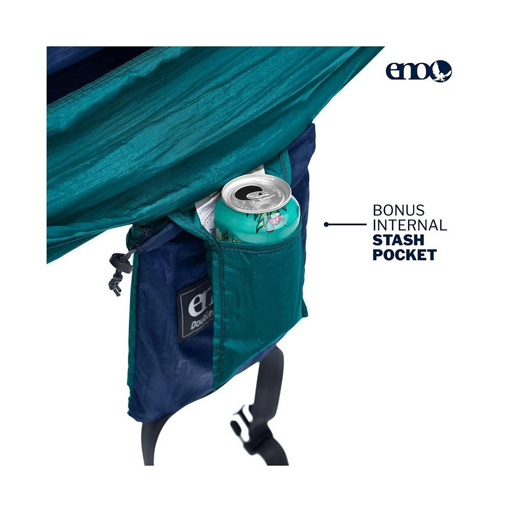 商品ENO|DoubleNest Hammock - Lightweight, Portable, 1 to 2 Person Hammock - For Camping, Hiking, Backpacking, Travel, a Festival, or the Beach - Seafoam/Navy,价格¥558,第3张图片详细描述