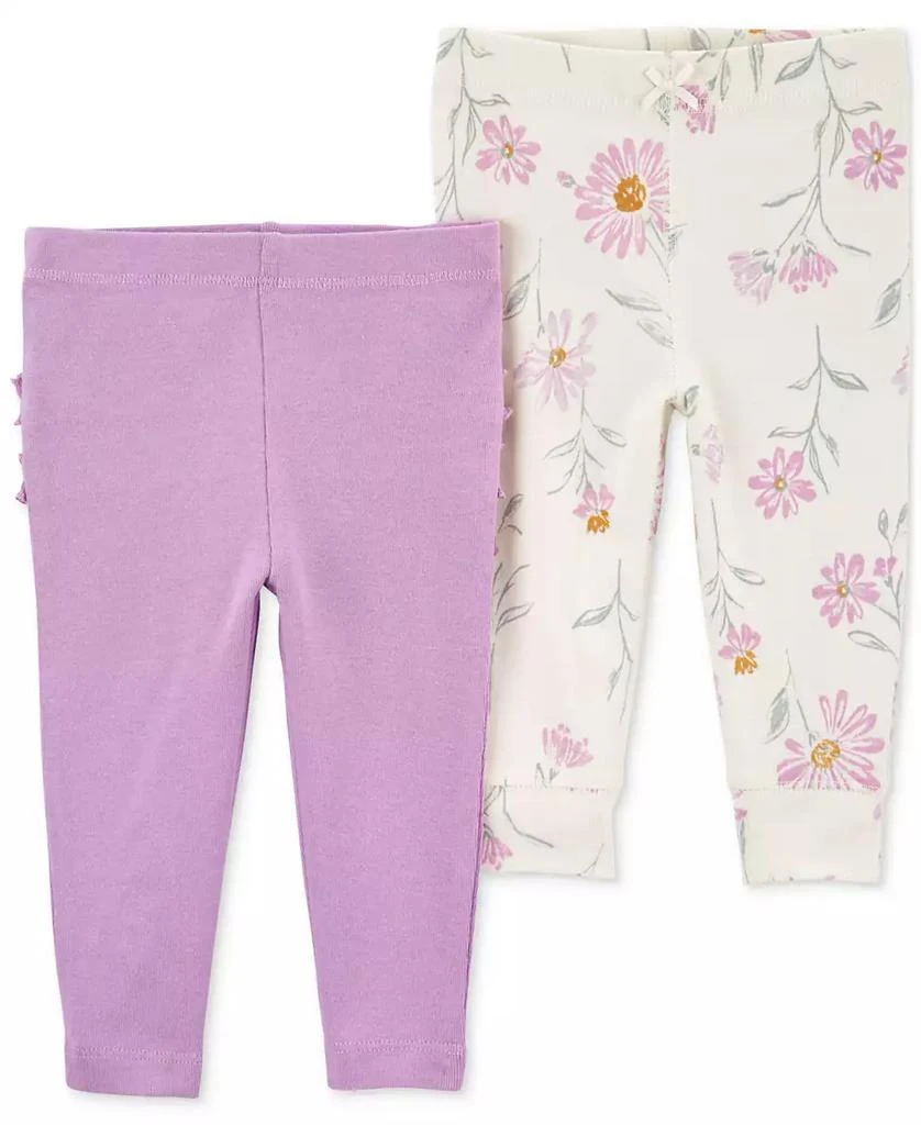 商品Carter's|Baby Girls 2 Pack Floral Pull On Pants,价格¥74,第2张图片详细描述
