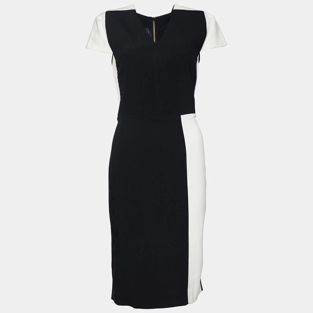 商品[二手商品] ROLAND MOURET|Roland Mouret Monochrome Stretch Crepe V Neck Sheath Dress M,价格¥2406,第1张图片
