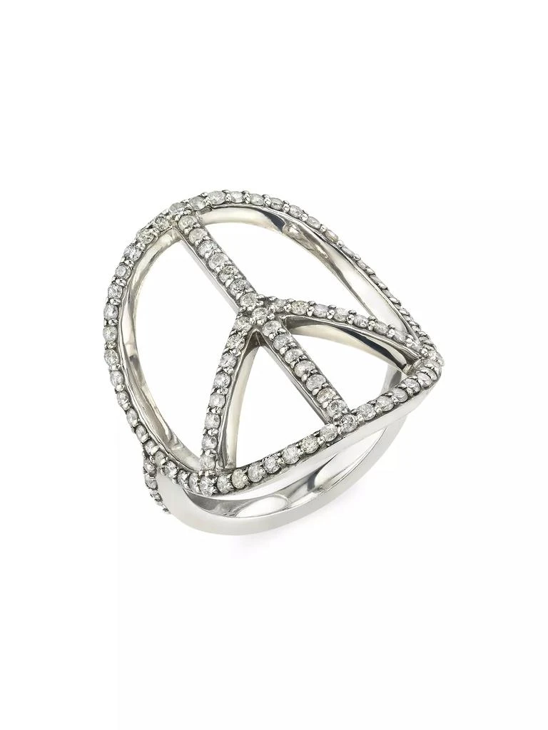 商品Sheryl Lowe|Peace Sign Sterling Silver & 0.95 TCW Diamond Ring,价格¥8604,第1张图片