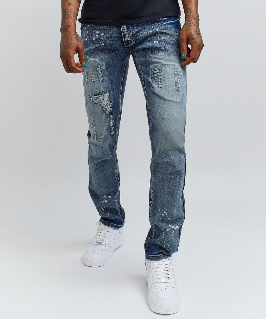 商品Reason Clothing|Stitchworks Paint Splatter Destroyed Jeans,价格¥148,第1张图片