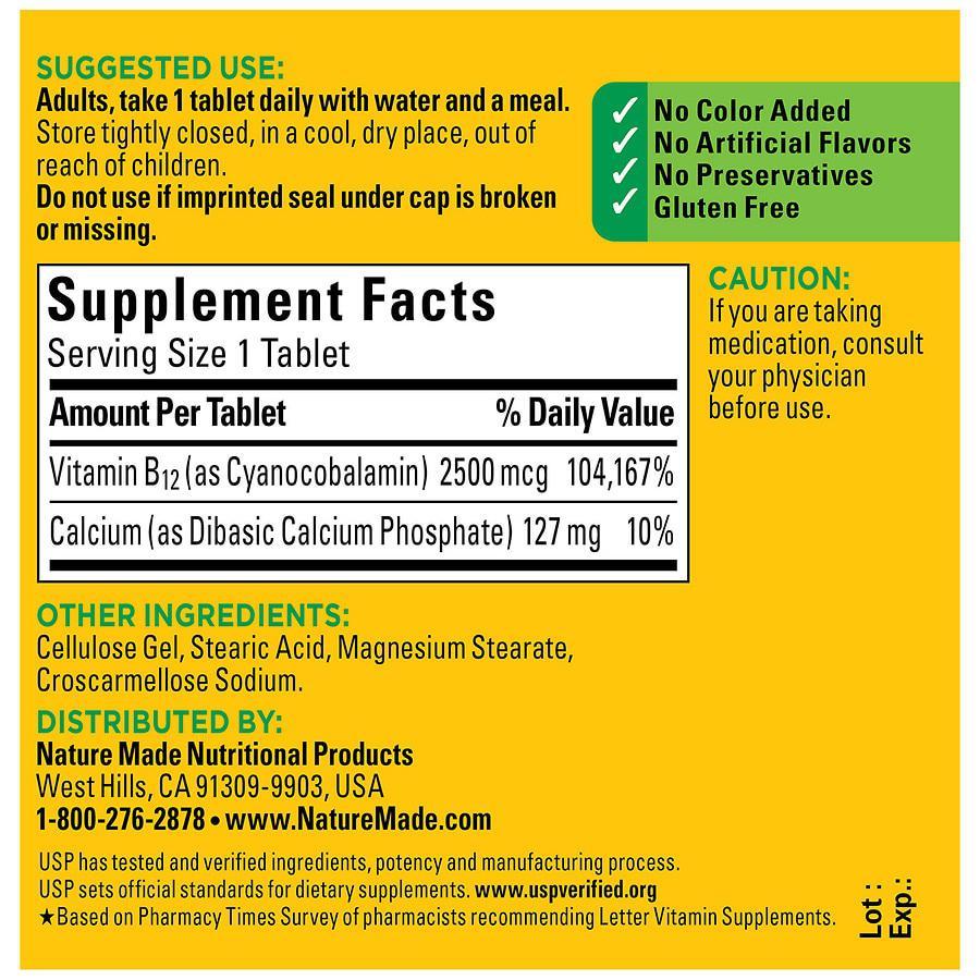 商品Nature Made|Extra Strength Vitamin B12 2500 mcg Tablets,价格¥130,第5张图片详细描述