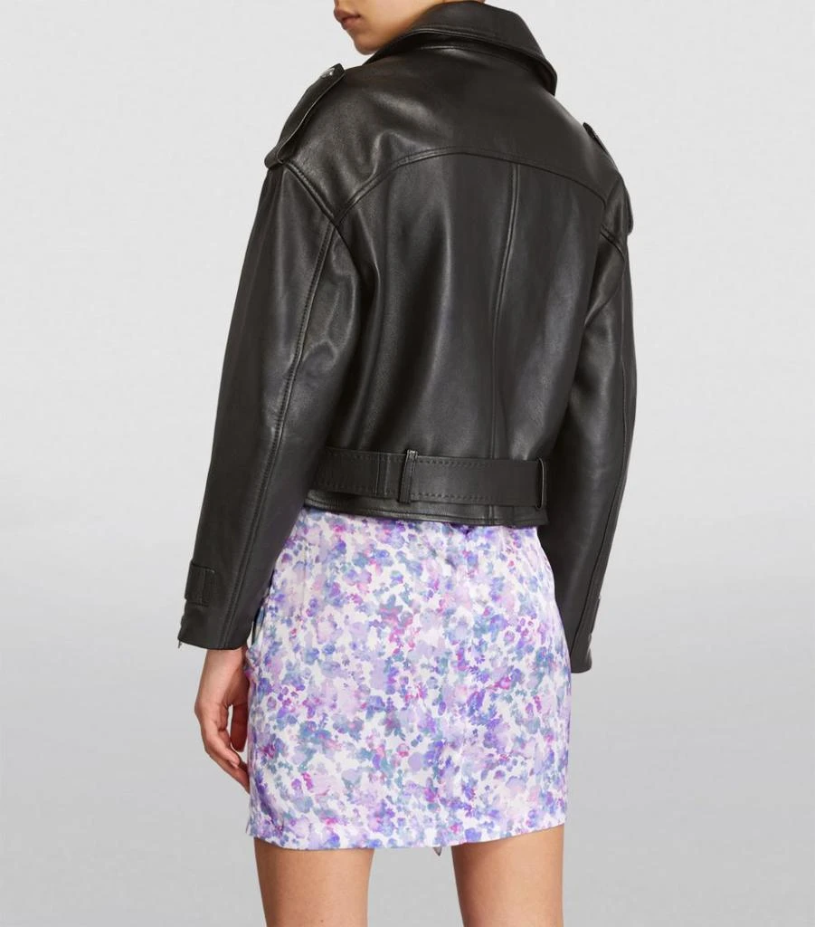 商品Maje|Leather Motorcycle Jacket,价格¥3124,第4张图片详细描述