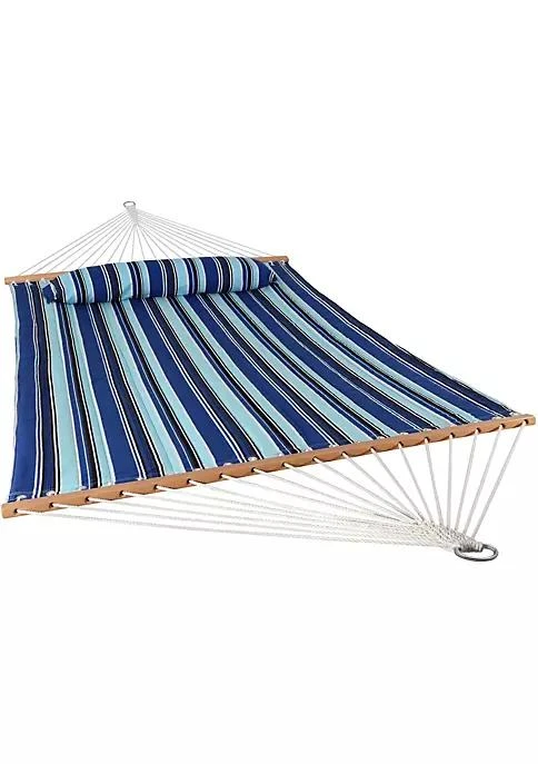 商品Sunnydaze Decor|Large Quilted Fabric Hammock with Spreader Bar and Pillow - Beach,价格¥603,第2张图片详细描述