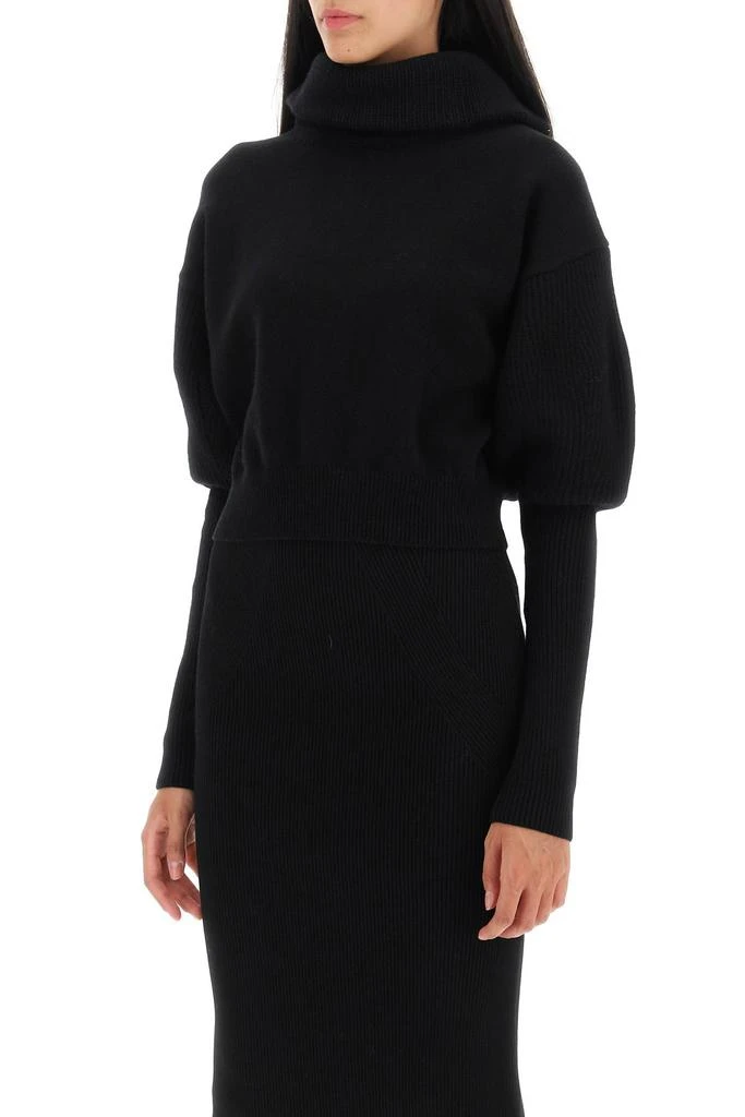 商品Alexander McQueen|Alexander mcqueen cropped funnel-neck sweater in wool and cashmere,价格¥6229,第4张图片详细描述