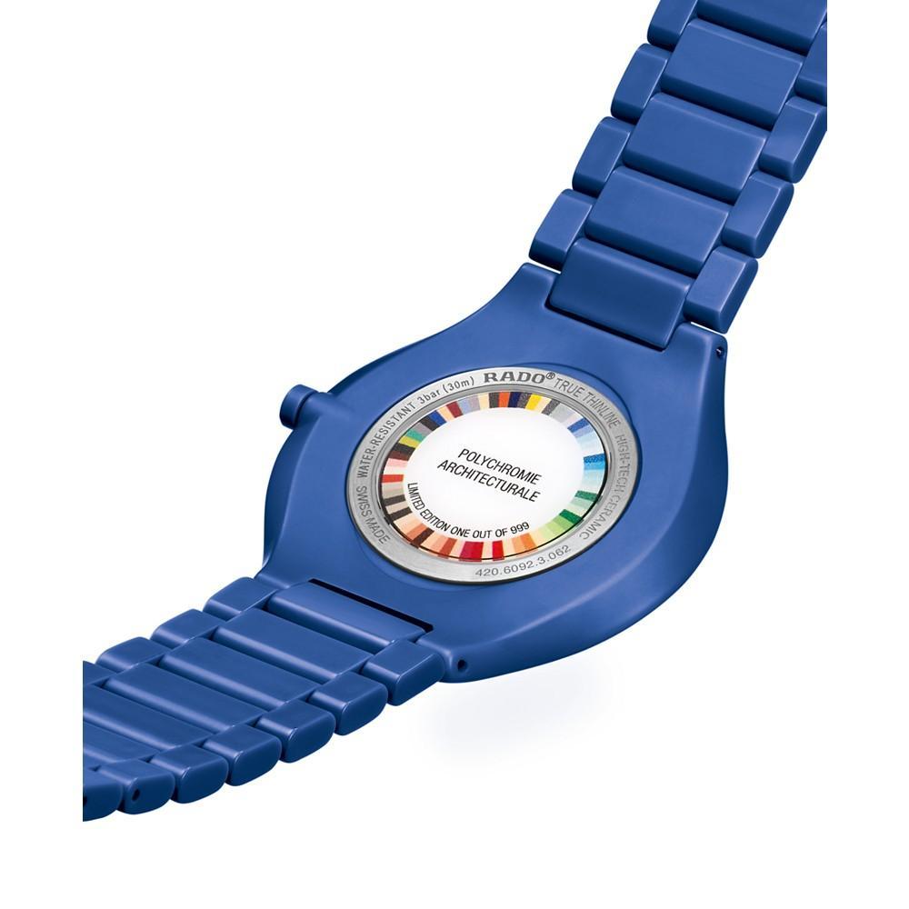 商品Rado|Unisex Swiss True Thinline Les Couleurs Le Corbusier Blue High-Tech Ceramic Bracelet Watch 39mm,价格¥15256,第5张图片详细描述