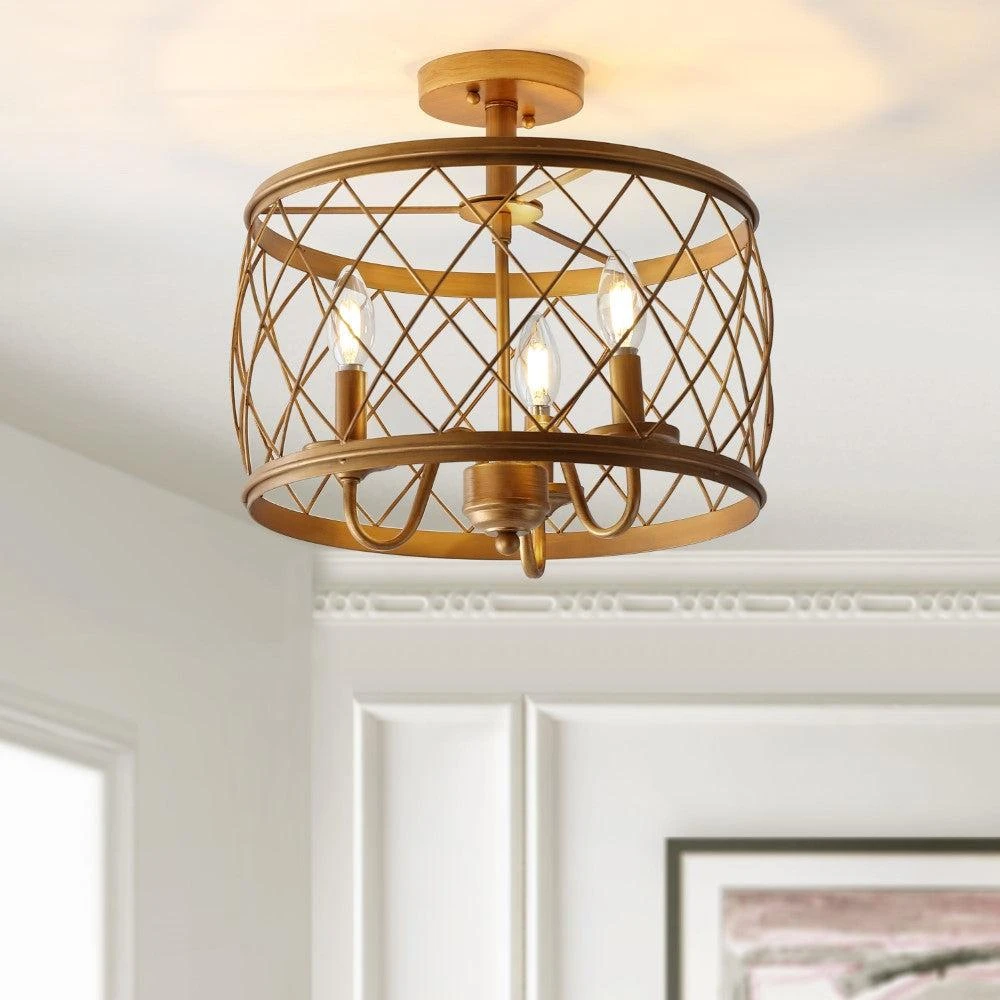 Eleanor 15" 3-Light Metal LED Semi Flush Mount Ceiling Light 商品