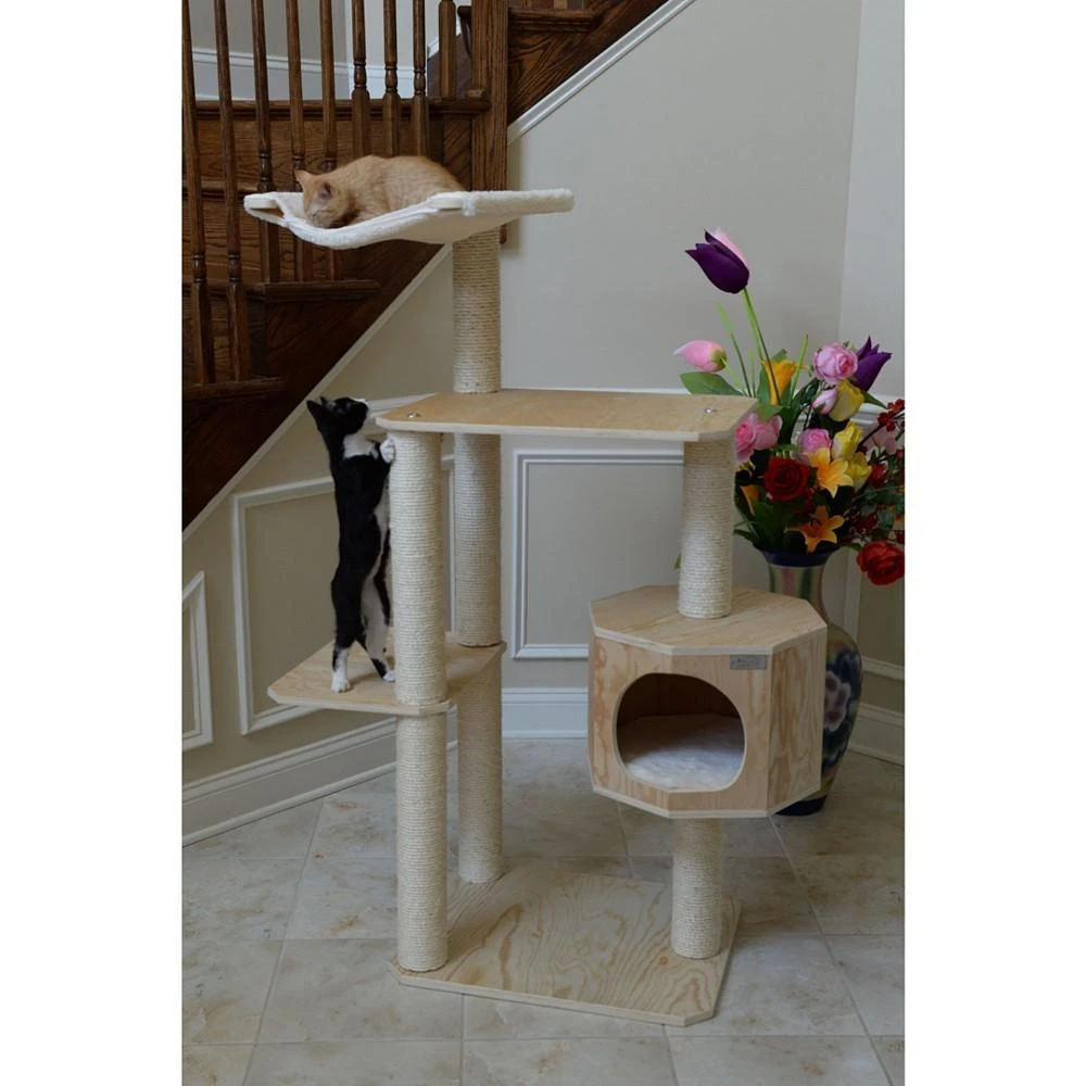 商品Macy's|54" Real Wood Premium Scots Pine, 3-Level Cat Tree With Perch & Condo,价格¥2140,第4张图片详细描述