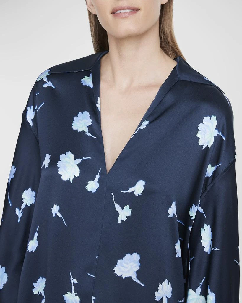 商品Vince|Sea Carnation Shaped-Collar Printed Silk Top,价格¥868,第4张图片详细描述