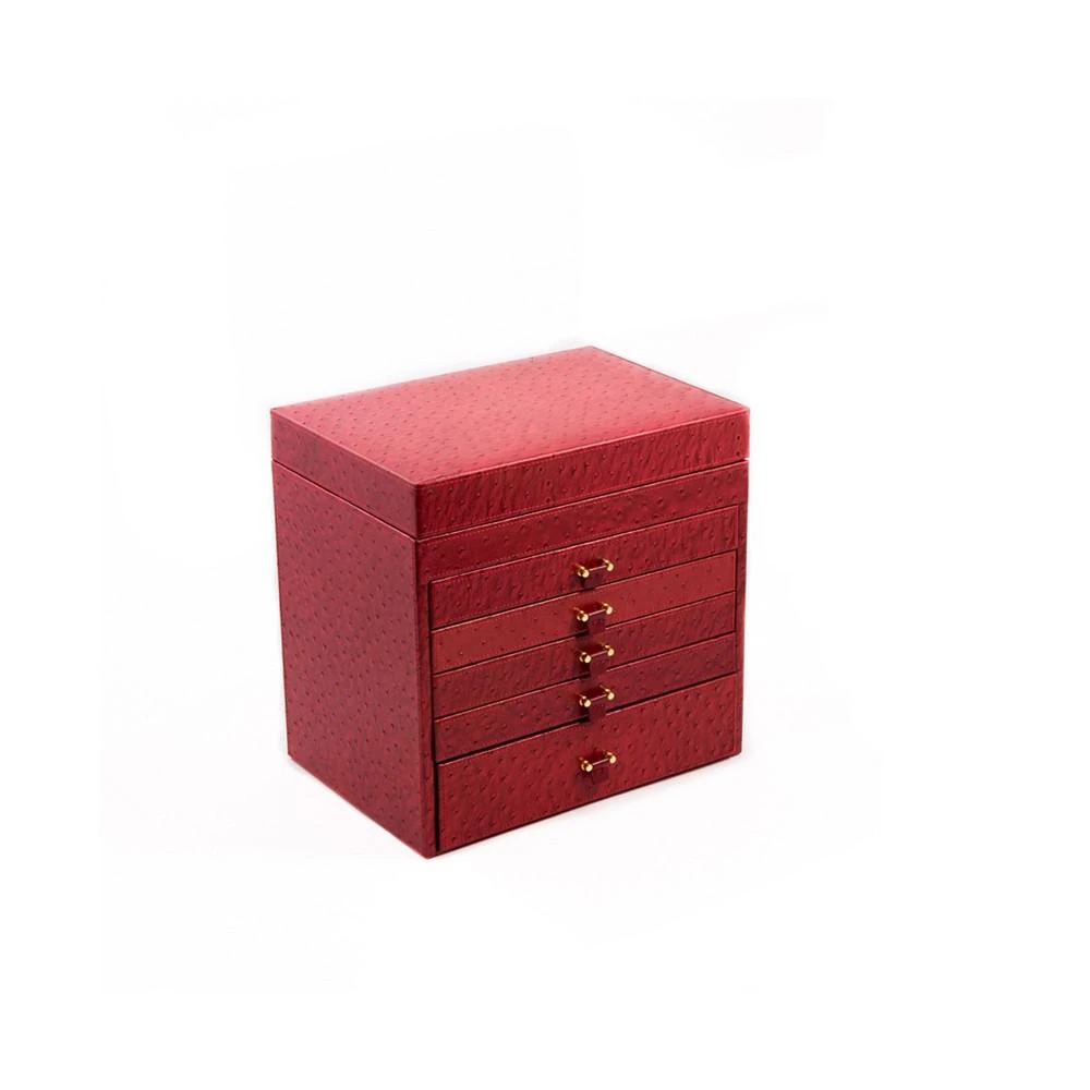 商品Bey-Berk|Ostrich Jewelry Chest with Removable Travel Case, 5 Drawers and Top Tray with Mirror,价格¥1596,第2张图片详细描述