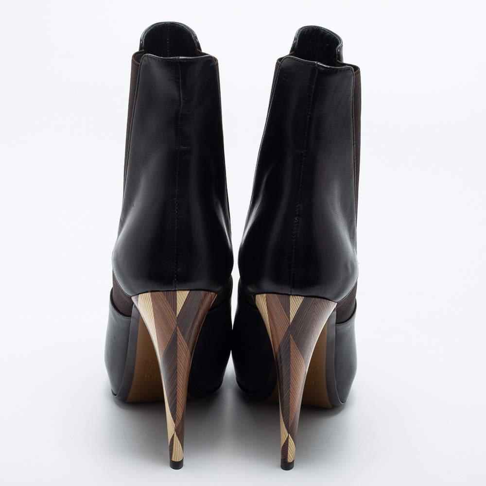 Fendi Black Leather Ankle Boots Size 40商品第5张图片规格展示