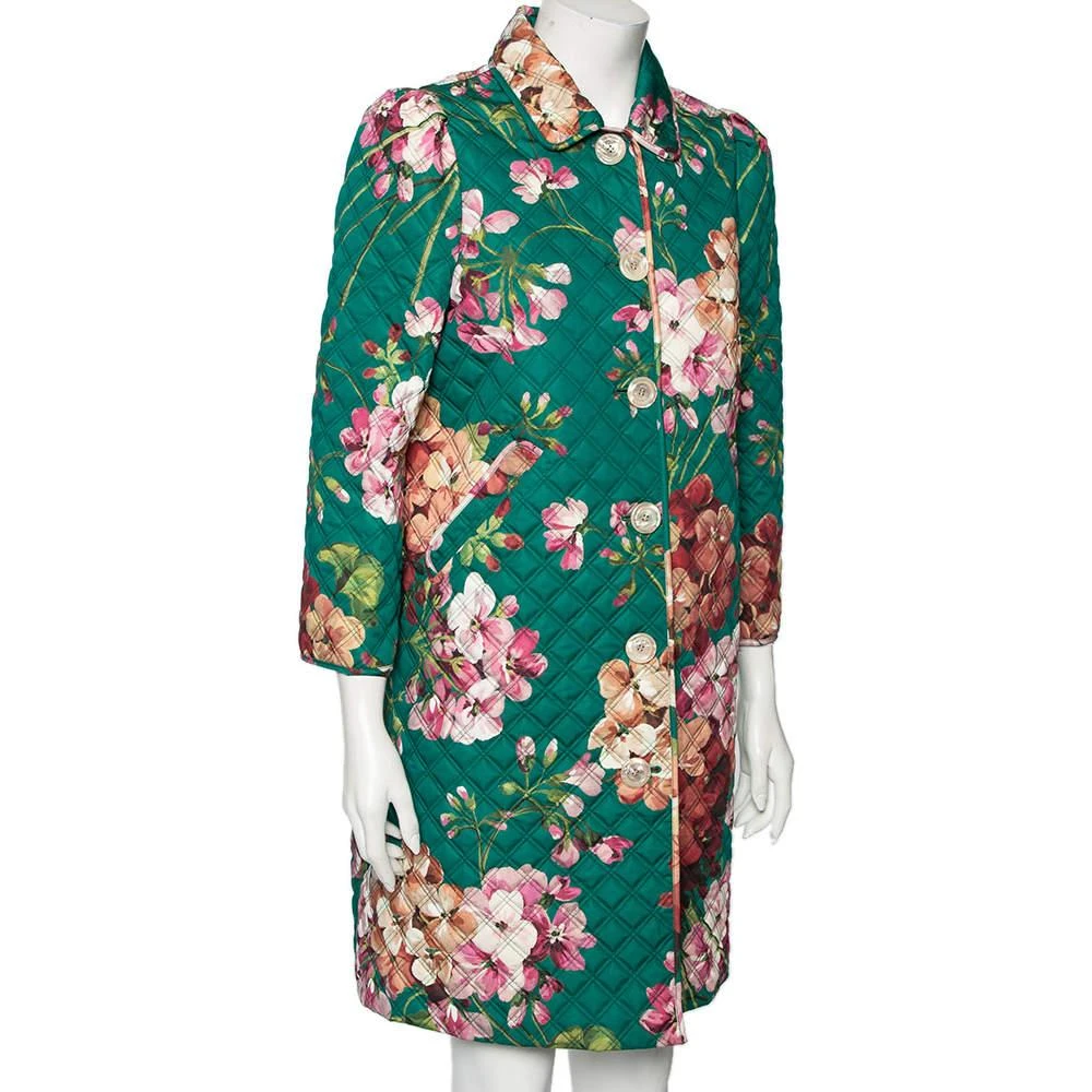 商品[二手商品] Gucci|Gucci Green Floral Printed Quilted Cotton Button Front Coat M,价格¥9207,第3张图片详细描述