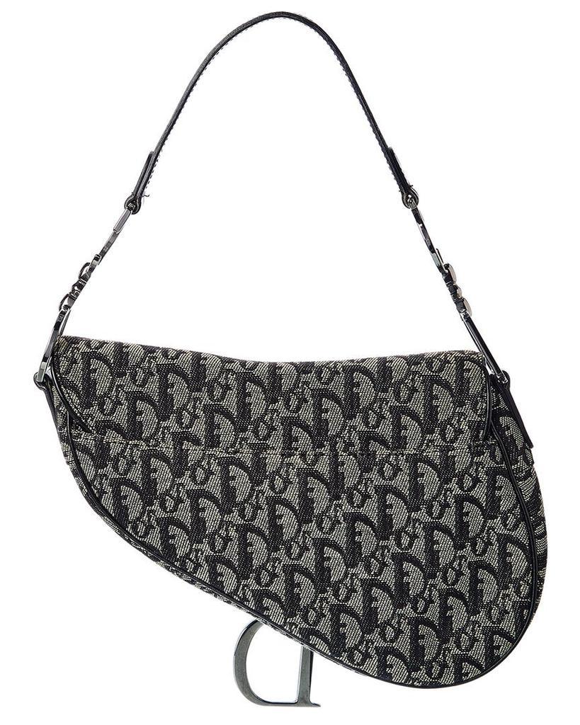 商品[二手商品] Dior|Dior Black Canvas Oblique Saddle Bag (Authentic Pre-Owned),价格¥20269,第4张图片详细描述