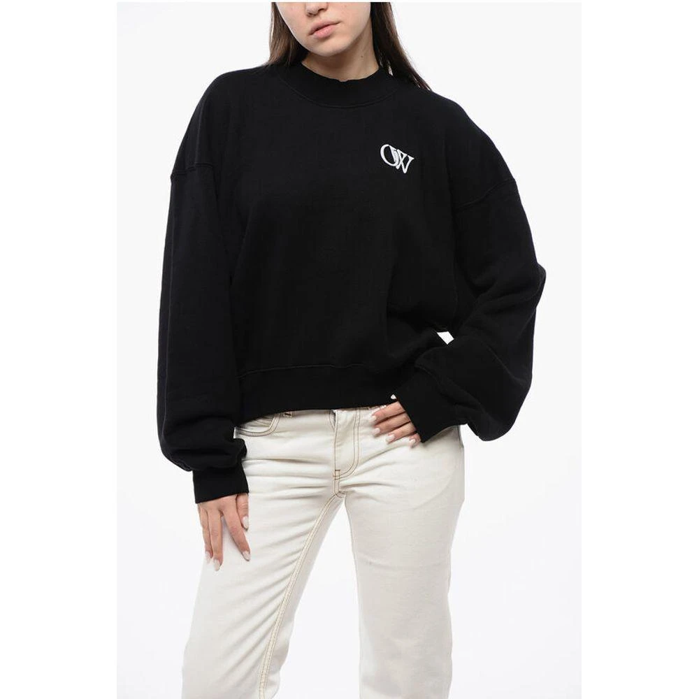 商品Off-White|Off-White Cotton Crew-neck Sweatshirt with Contrast Embroidery,价格¥2885,第1张图片