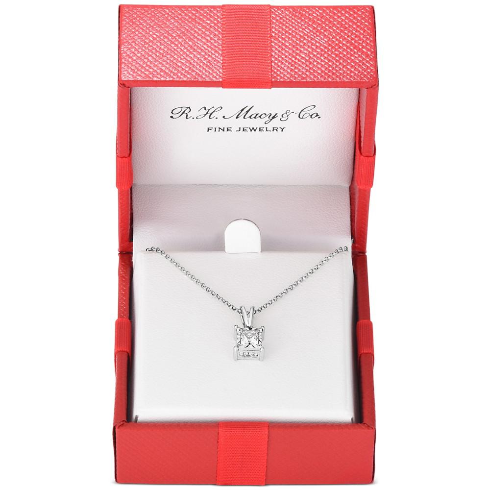 Diamond Princess 18" Pendant Necklace (1/2 ct. t.w.) in 14k White, Yellow, or Rose Gold商品第2张图片规格展示