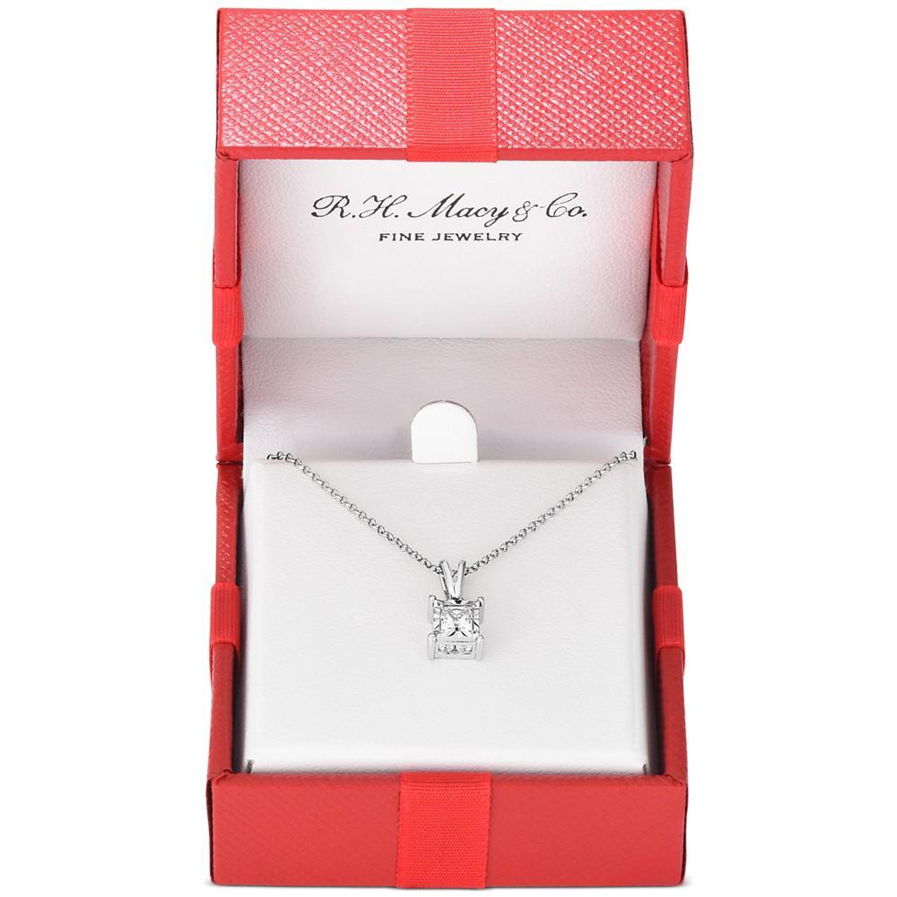 商品TruMiracle|Diamond Princess 18" Pendant Necklace (1/2 ct. t.w.) in 14k White, Yellow, or Rose Gold,价格¥11208,第4张图片详细描述