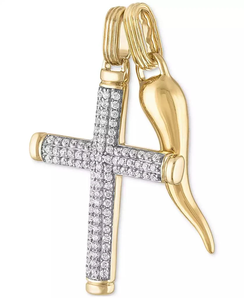 商品Esquire Men's Jewelry|2-Pc. Set Cubic Zirconia Cross and Horn Pendants in 14k Gold-Plated Sterling Silver, Created for Macy's,价格¥962,第2张图片详细描述