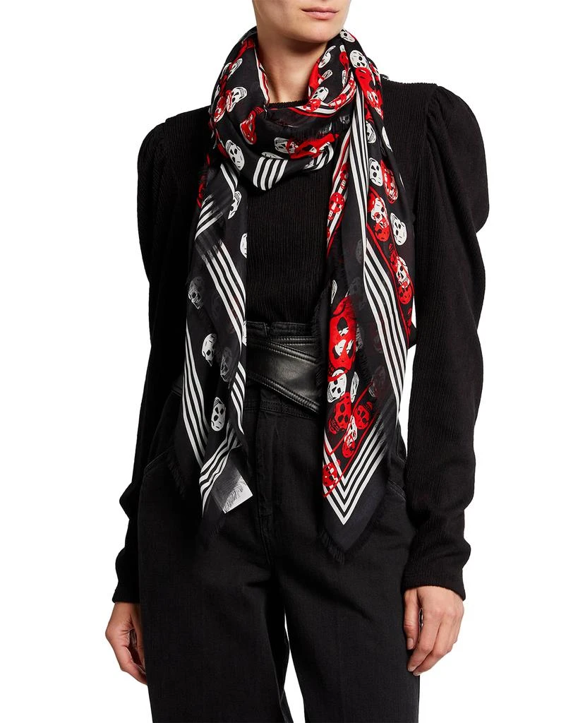 商品Alexander McQueen|Classic Biker Skull-Print Scarf,价格¥742,第1张图片