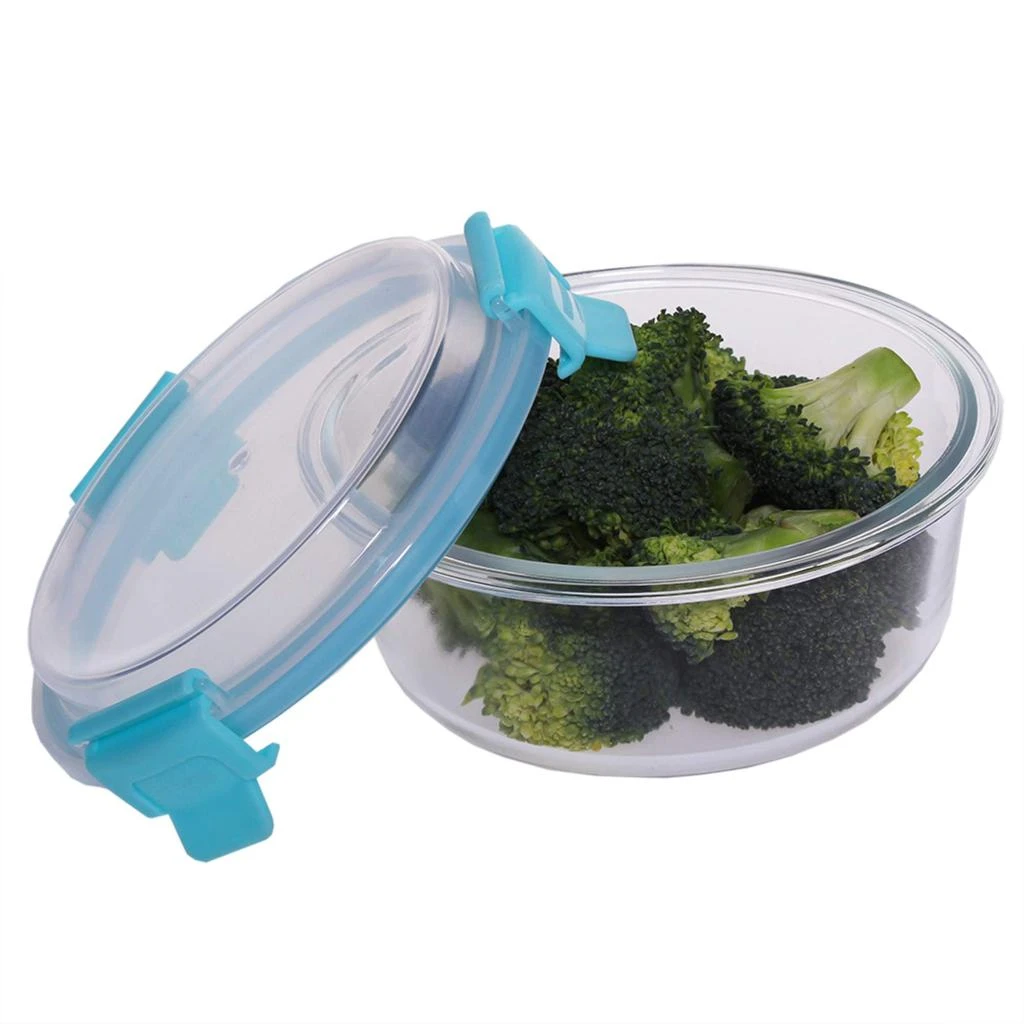 商品Home Basics|Home Basics Leak Proof 13 oz.  Round Borosilicate Glass Food Storage Container with Air-tight Plastic Lid, Turquoise,价格¥111,第4张图片详细描述