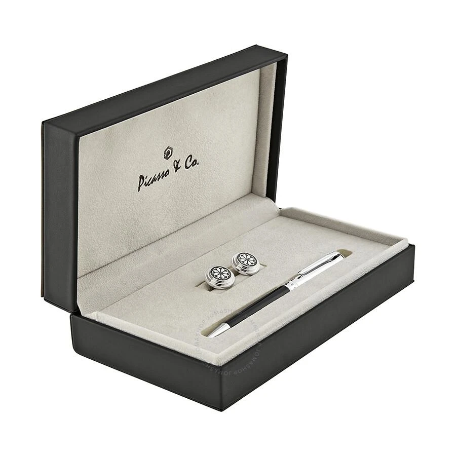 商品Picasso And Co|Rhodium Plated Ballpoint Pen and Cufflink Set,价格¥741,第1张图片